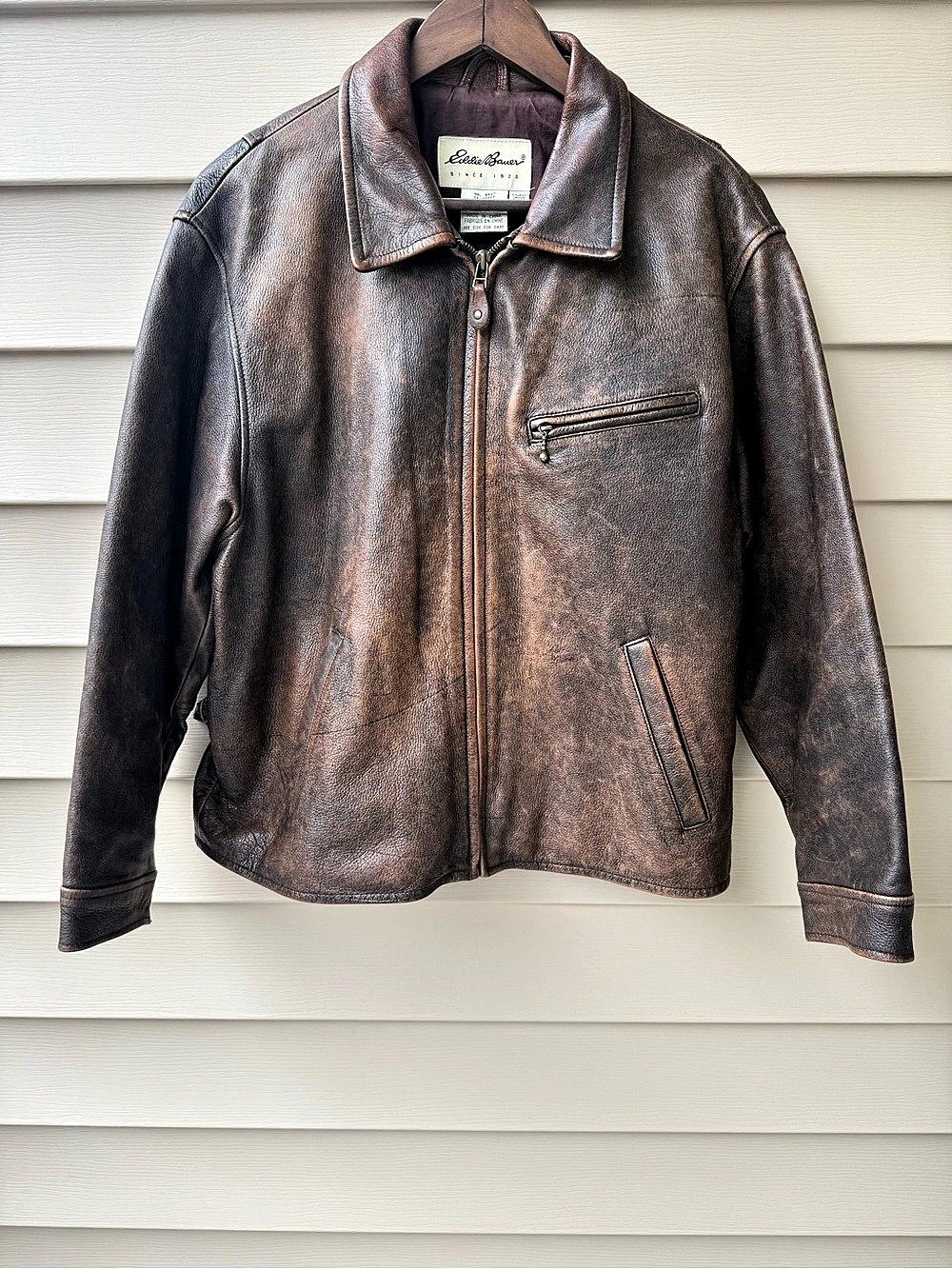 Vintage Eddie Bauer Women’s Large Petite Brown Genuine Leather Jacket